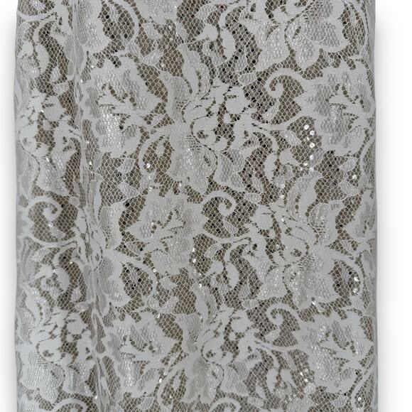 Vintage Y2K Jessica McClintock Millenium 2000 Ivory Sequin Lace Maxi Skirt, Sz 4 - Picture 3 of 10